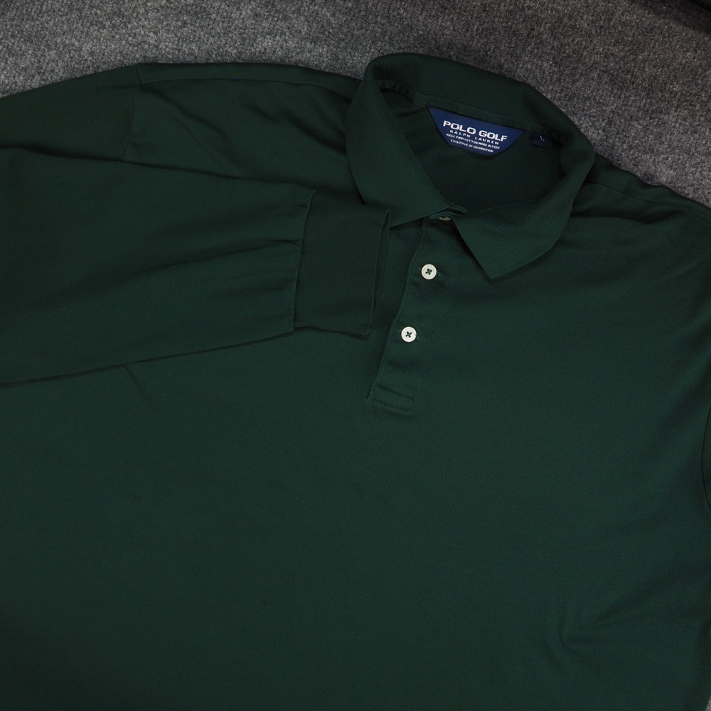 Polo Golf Ralph Lauren Shirt Mens Large Long Sleeve Green Solid Pima Cotton Polo